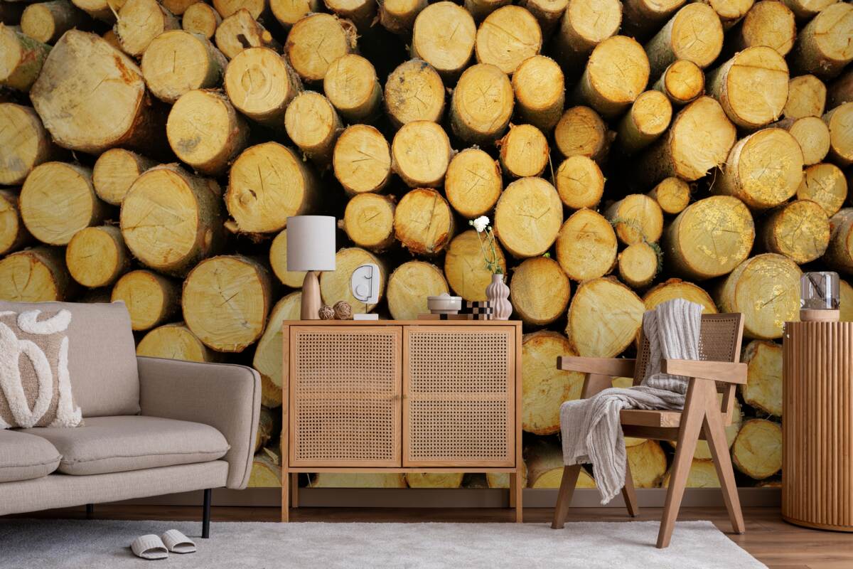 Фотошпалери купа зрубаних дров