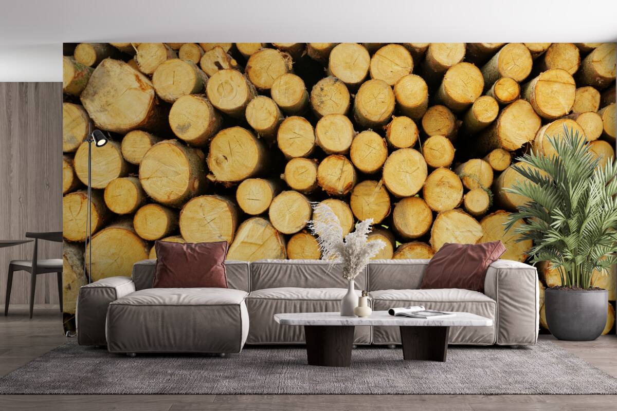 Фотошпалери купа зрубаних дров