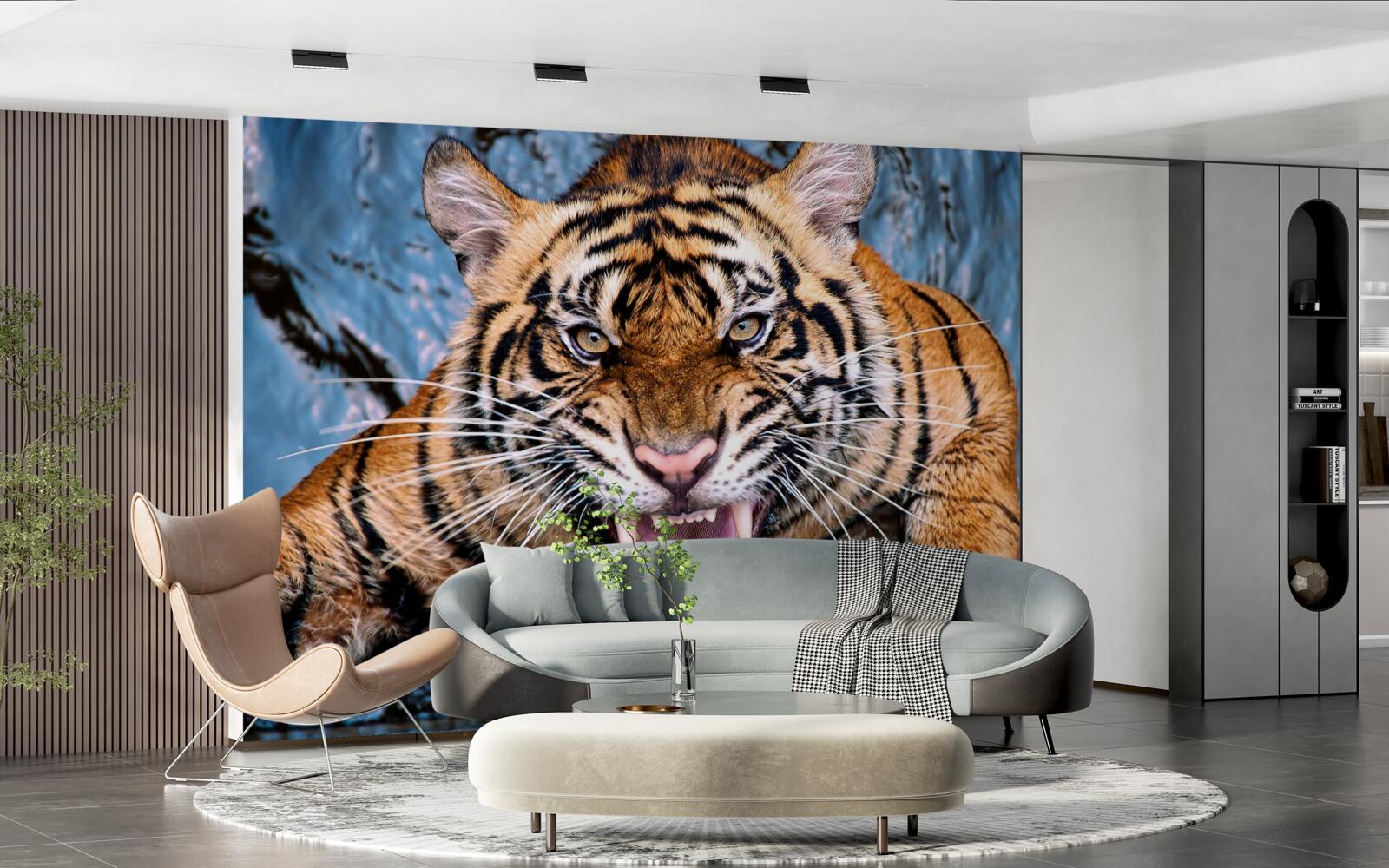 Фотошпалери тигр реве від злості