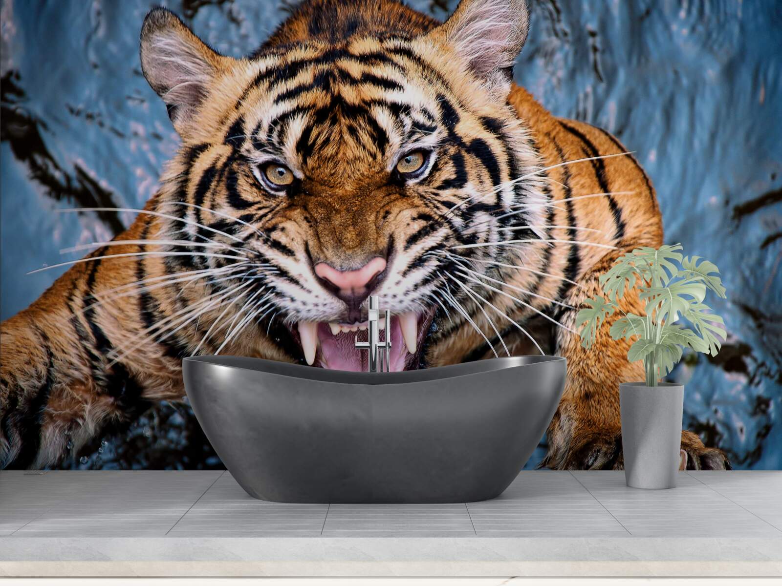 Фотошпалери тигр реве від злості