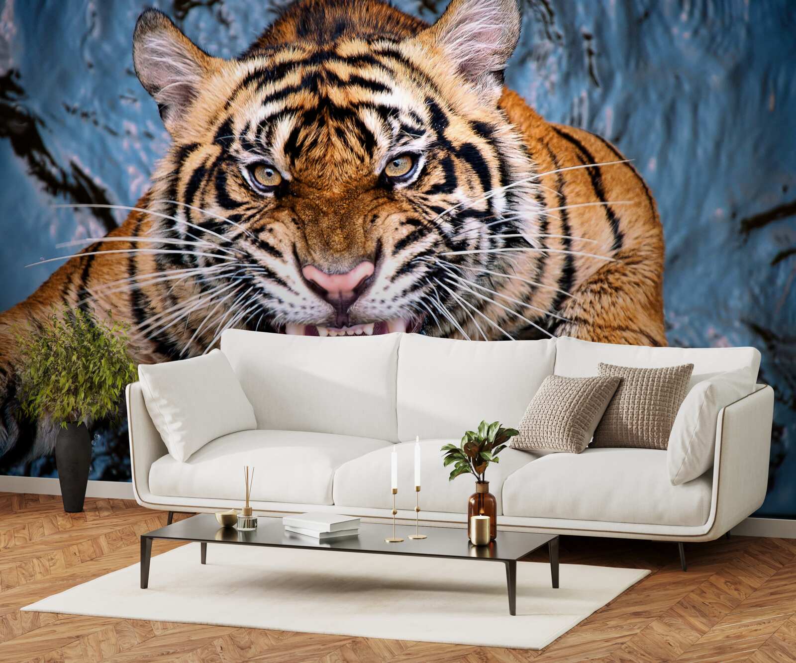 Фотошпалери тигр реве від злості