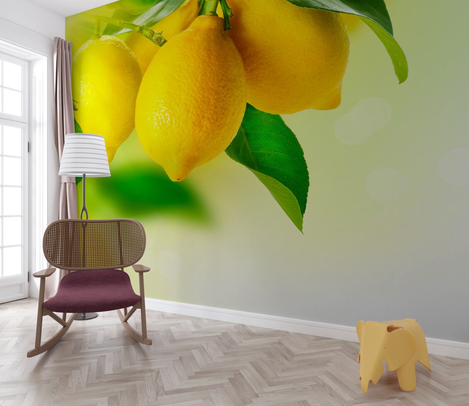 Фотошпалери лимони мають насичений жовтий колір