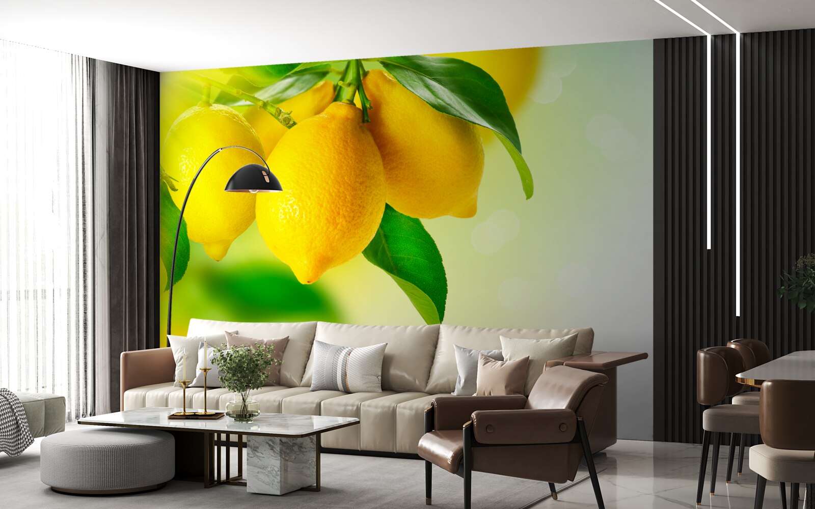 Фотошпалери лимони мають насичений жовтий колір