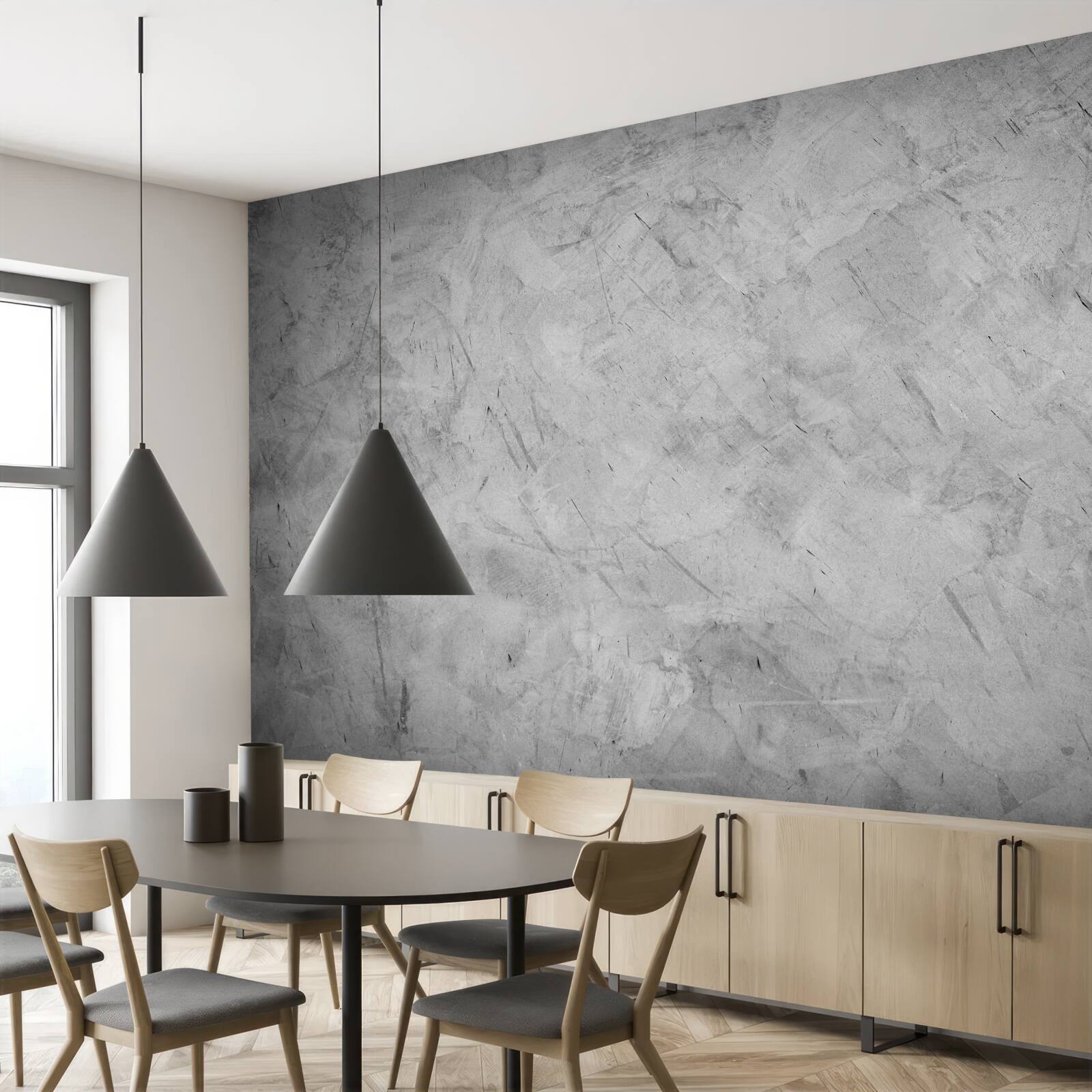 Фотошпалери сильний дощ у лісі, зануреному в туман