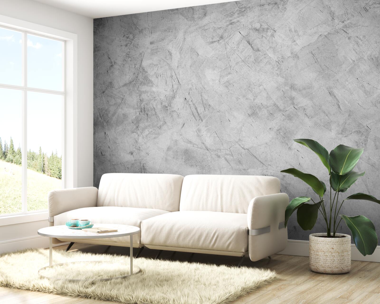 Фотошпалери сильний дощ у лісі, зануреному в туман