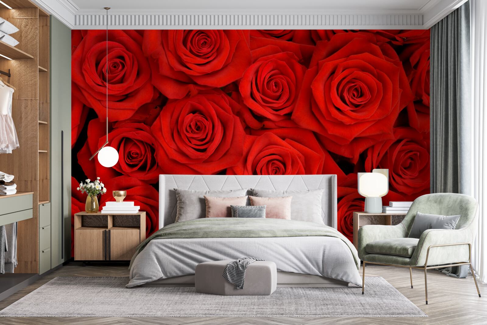 Фотошпалери букет червоних троянд