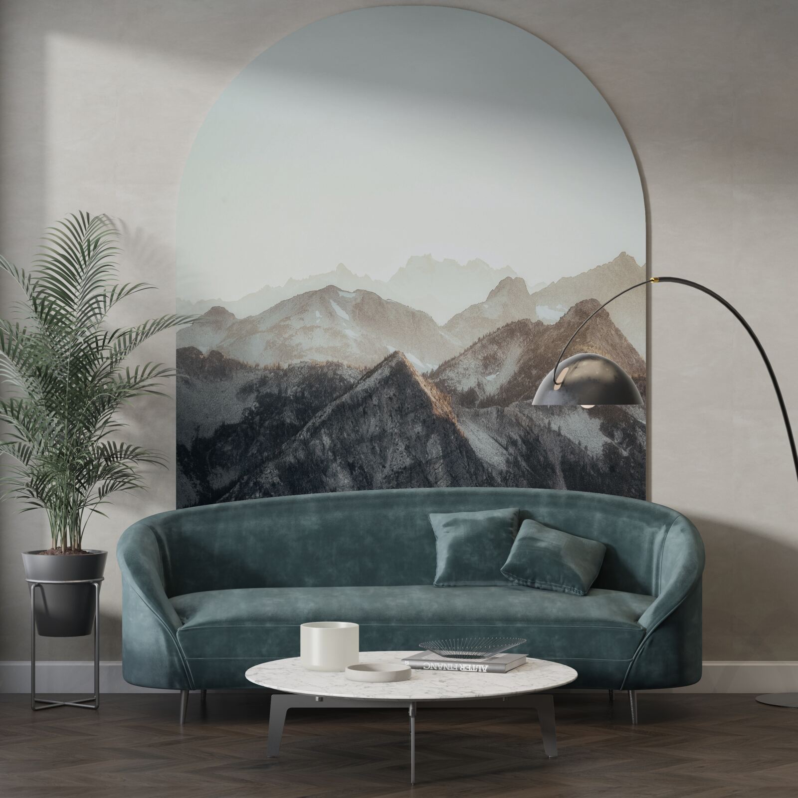 Фотошпалери вдень засніжені гірські вершини виглядають дотепно