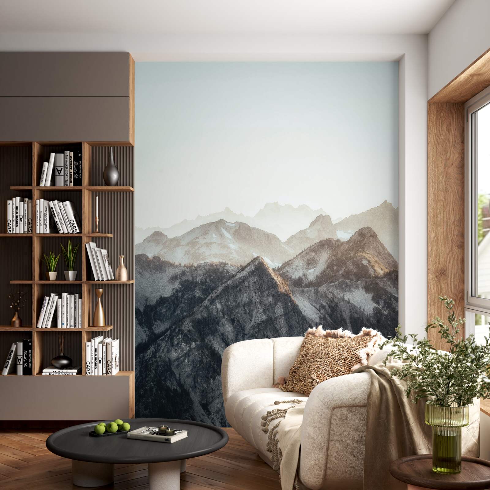 Фотошпалери вдень засніжені гірські вершини виглядають дотепно