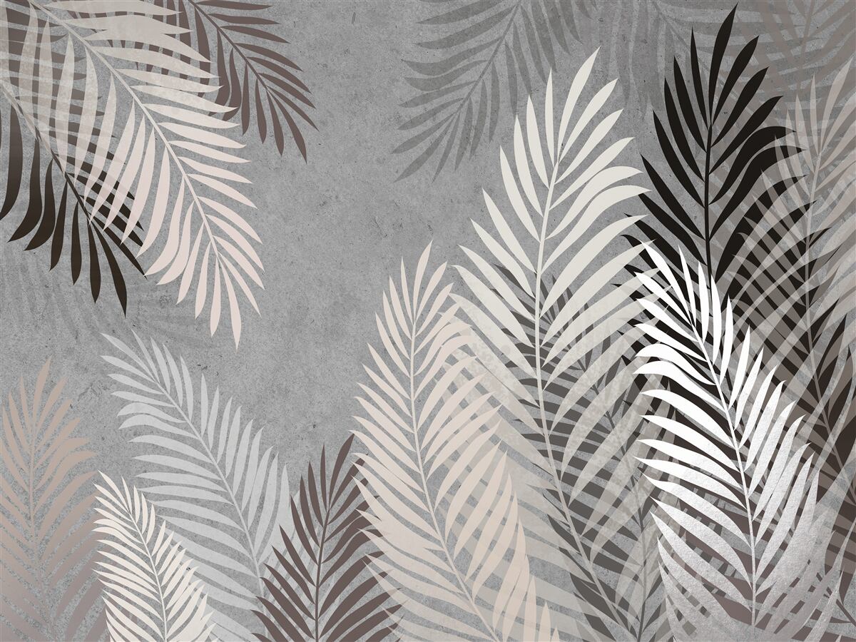 Фотошпалери тропічне листя біле і чорне