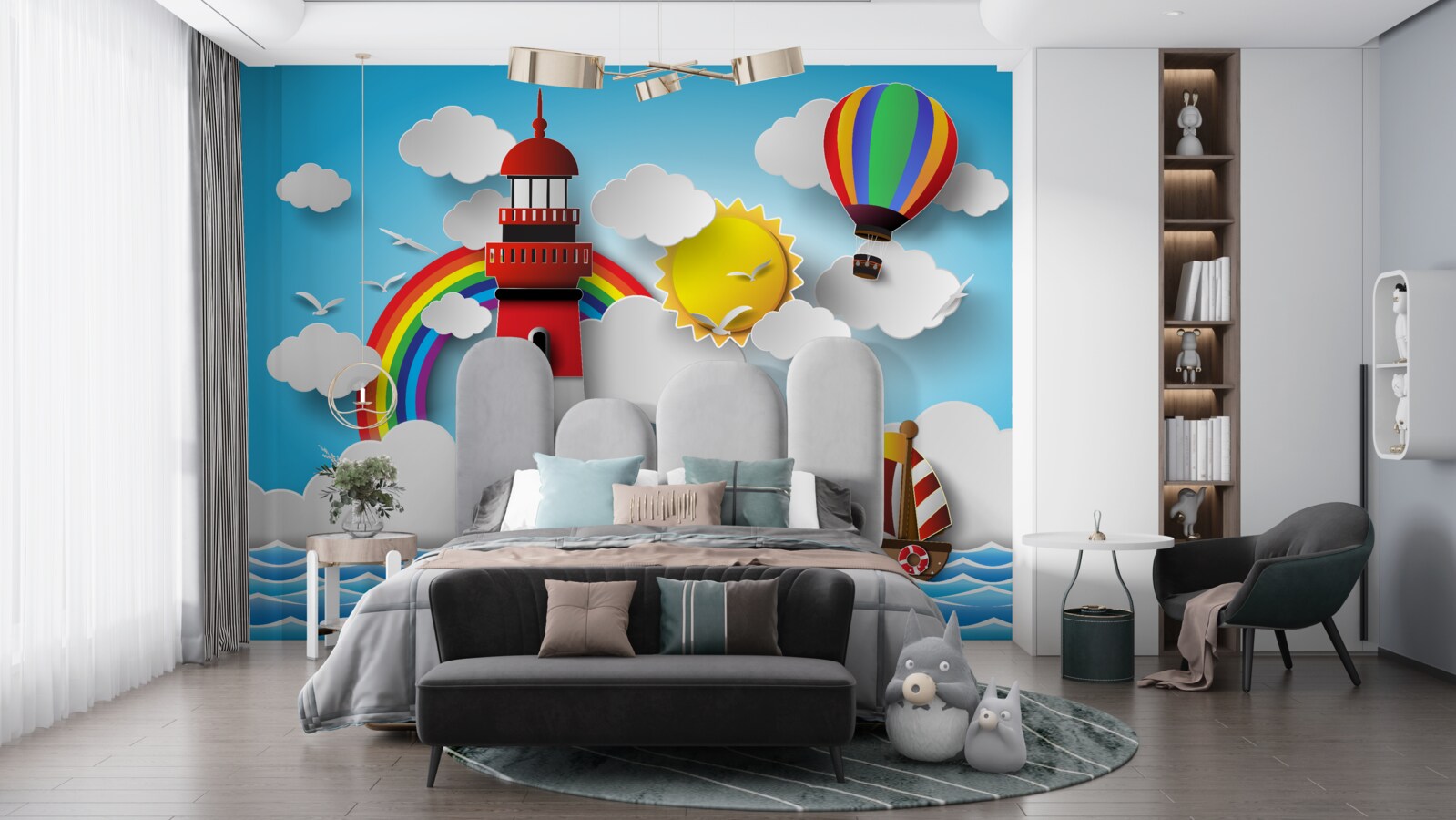 Фотошпалери яскравий маяк освітлює яхти, що пропливають поруч