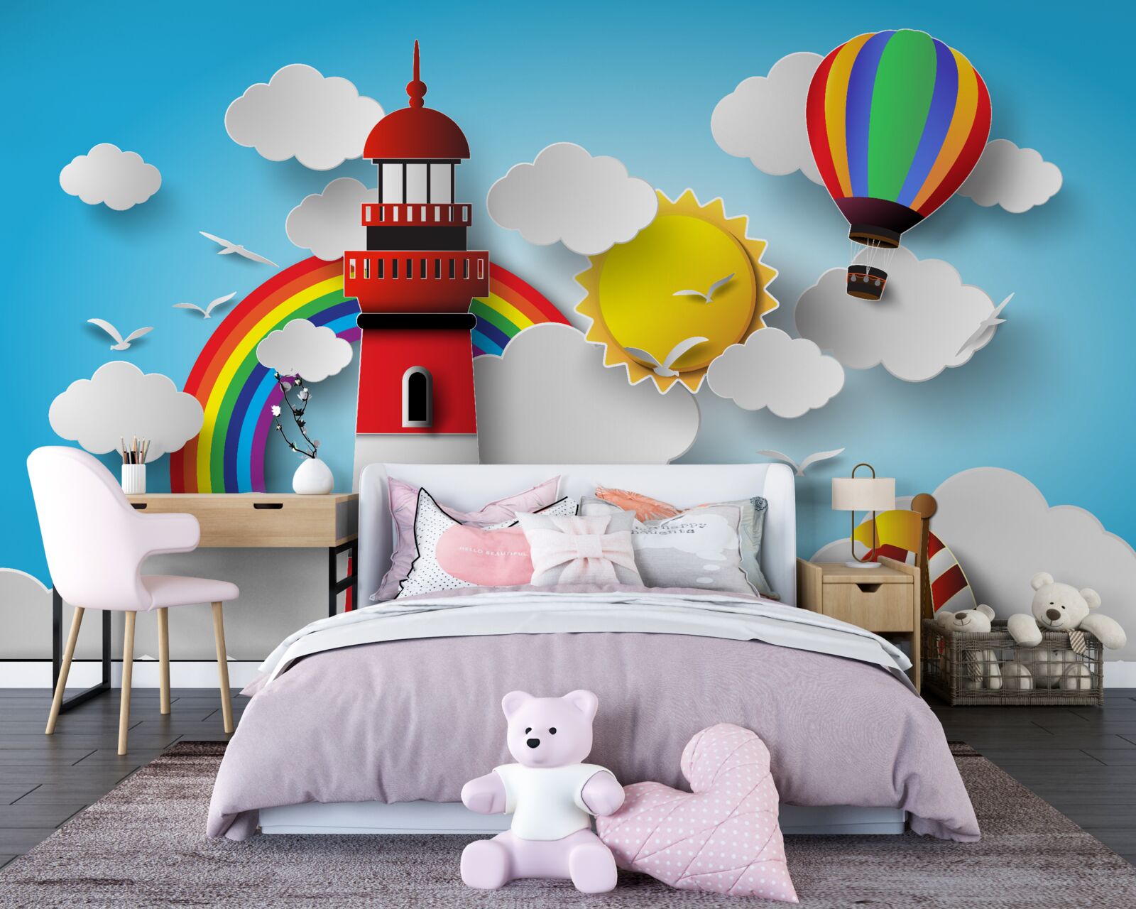 Фотошпалери яскравий маяк освітлює яхти, що пропливають поруч