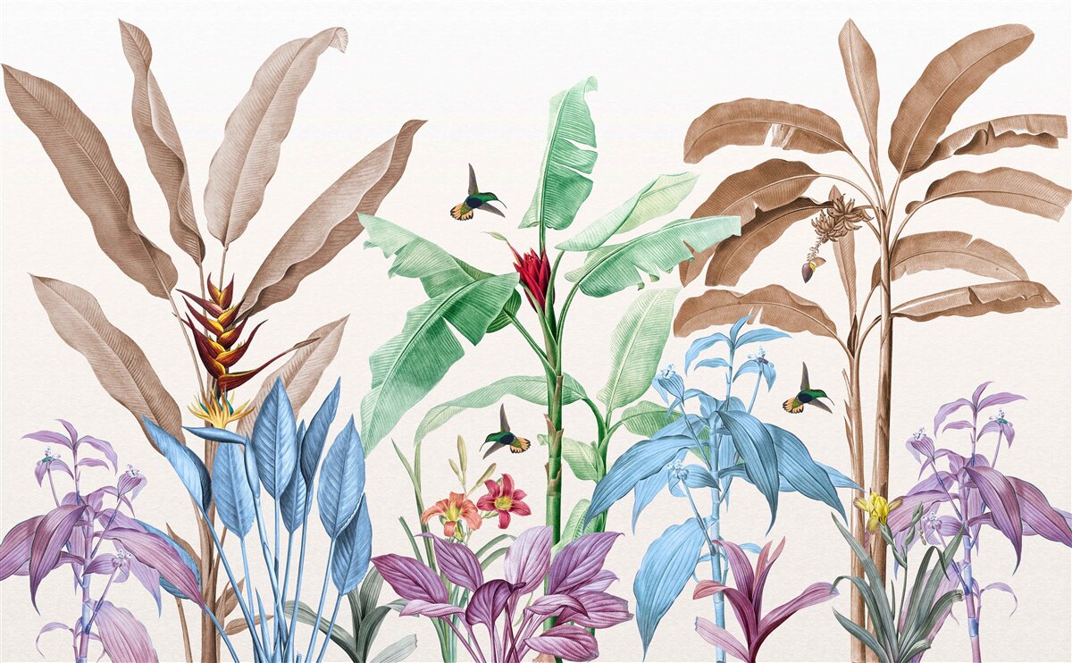 Фотошпалери акварельний тропічний ліс