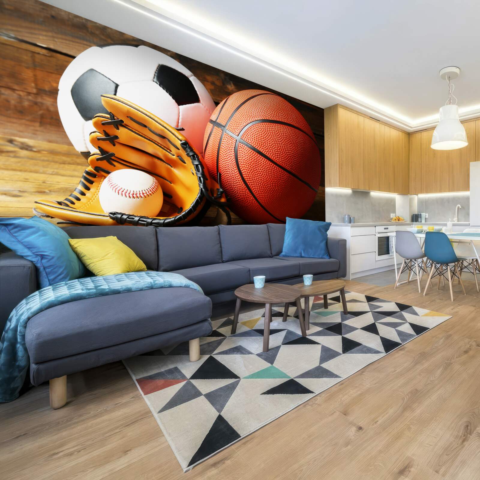 Фотошпалери футбольні, баскетбольні та тенісні м'ячі