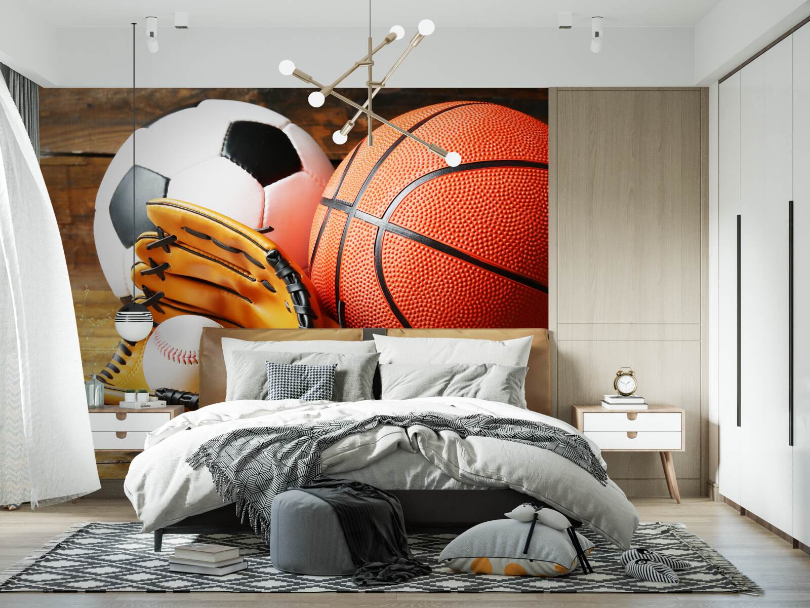 Фотошпалери футбольні, баскетбольні та тенісні м'ячі