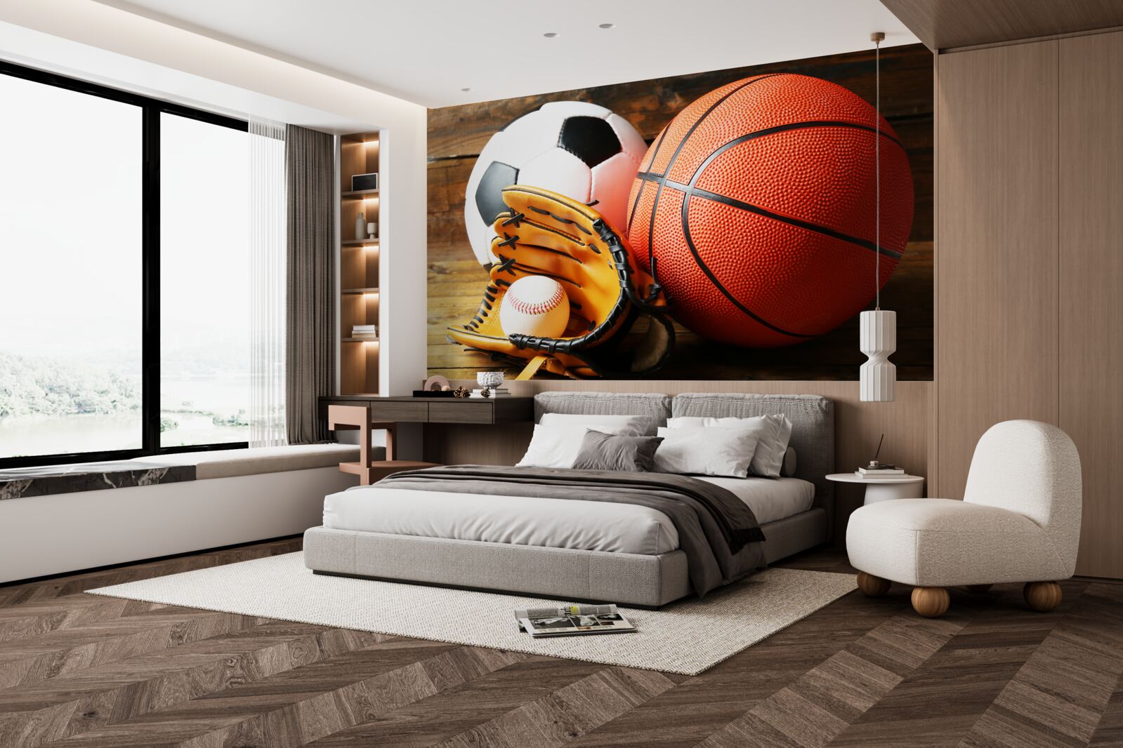 Фотошпалери футбольні, баскетбольні та тенісні м'ячі