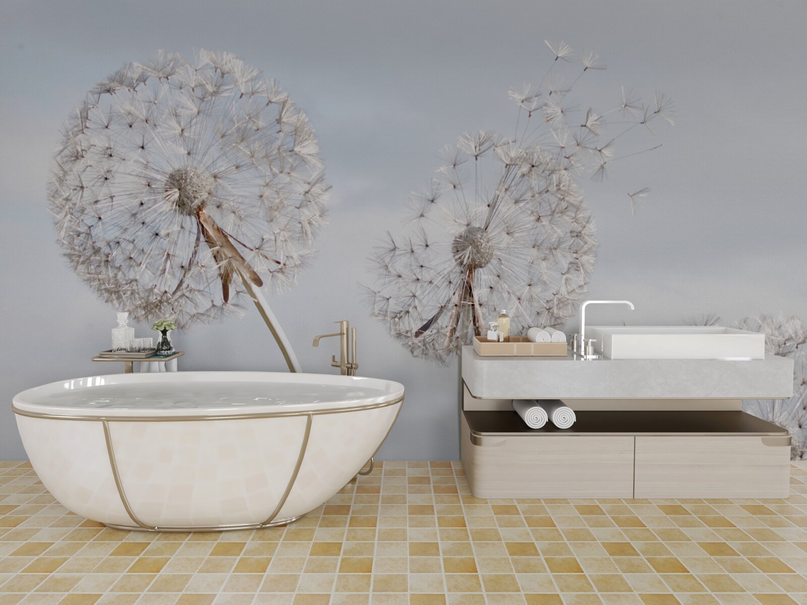 Фотошпалери вітер здуває кульбаби