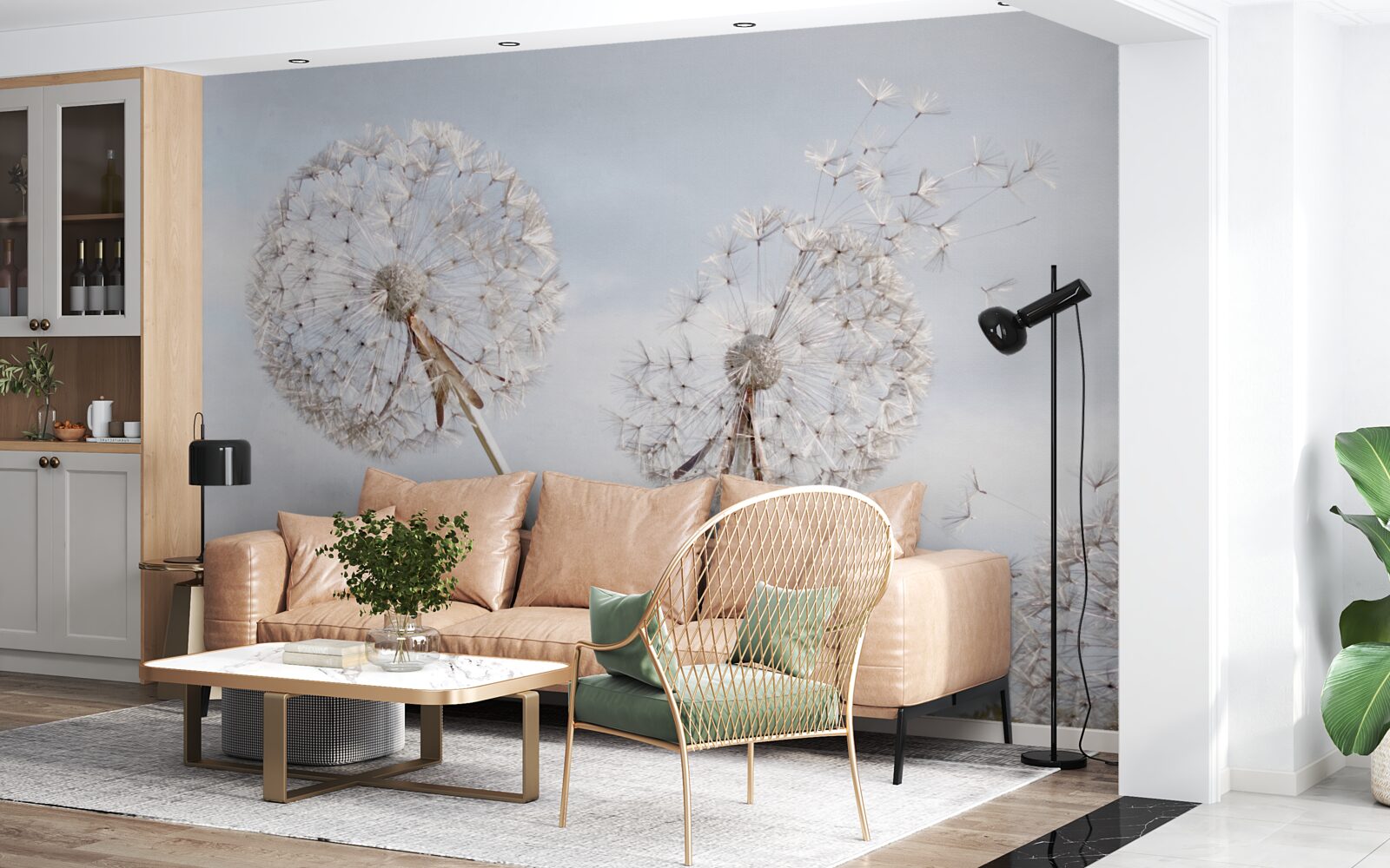 Фотошпалери вітер здуває кульбаби