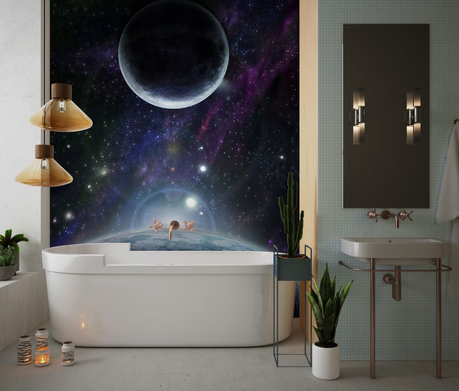 Фотошпалери Земля і Місяць знаходяться в космосі