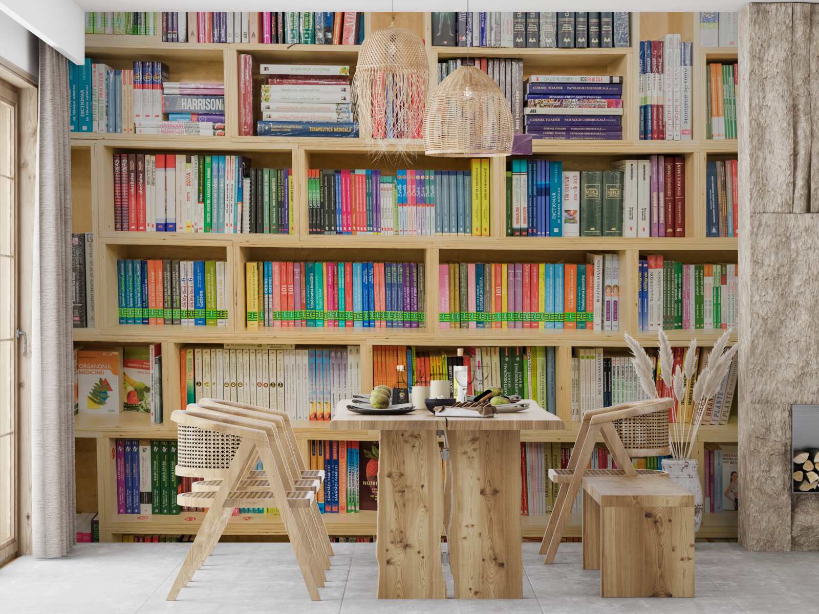 Фотошпалери томів у домашній книжковій колекції