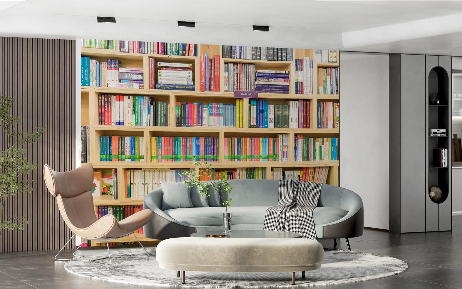 Фотошпалери томів у домашній книжковій колекції