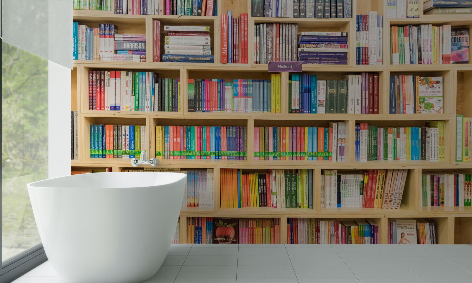 Фотошпалери томів у домашній книжковій колекції