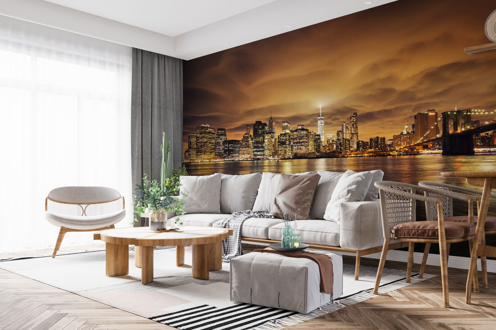 Фотошпалери захід сонця висвітлює сяйво нічних ліхтарів