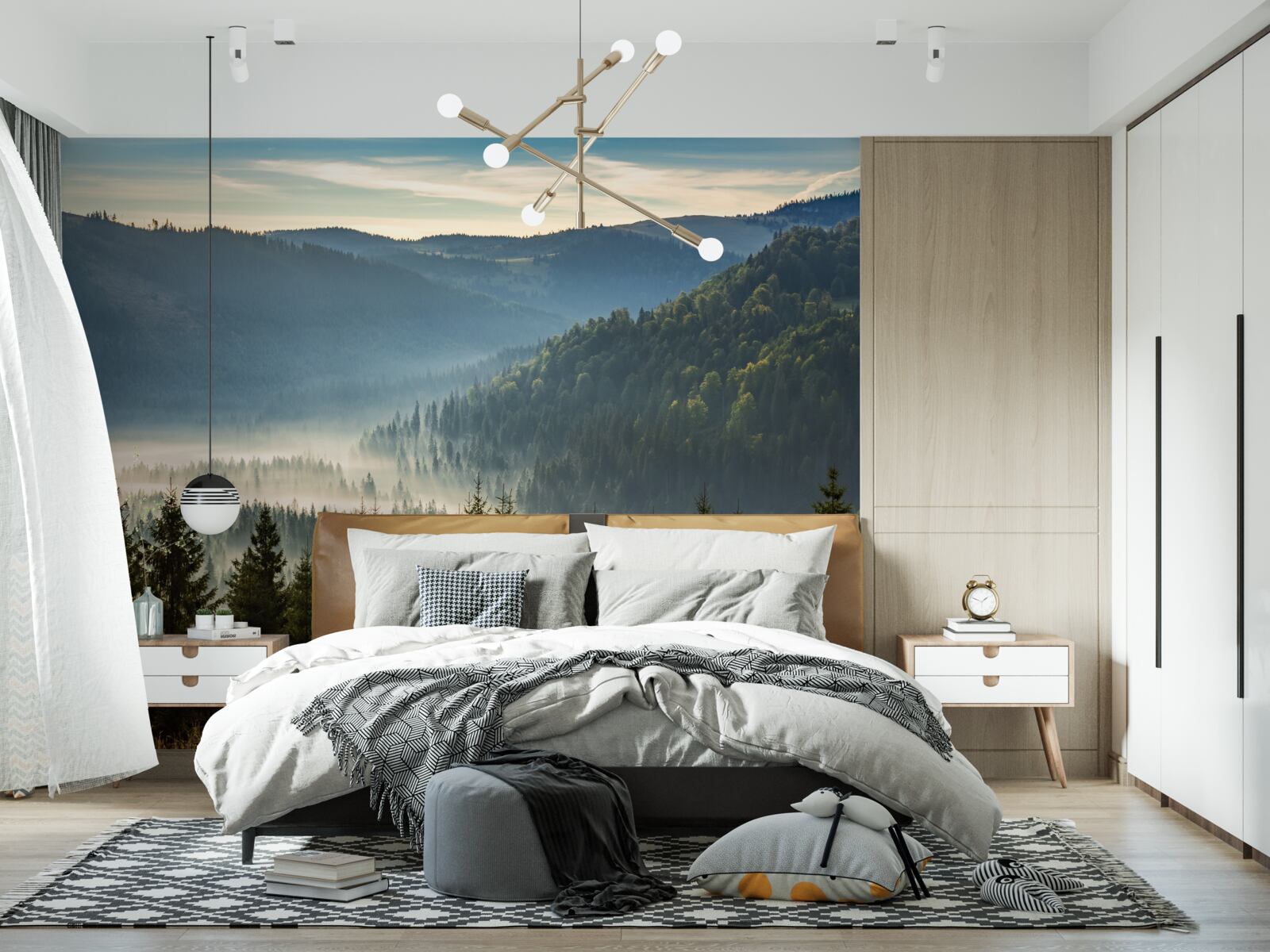 Фотошпалери густий осінній ліс оповитий густим туманом