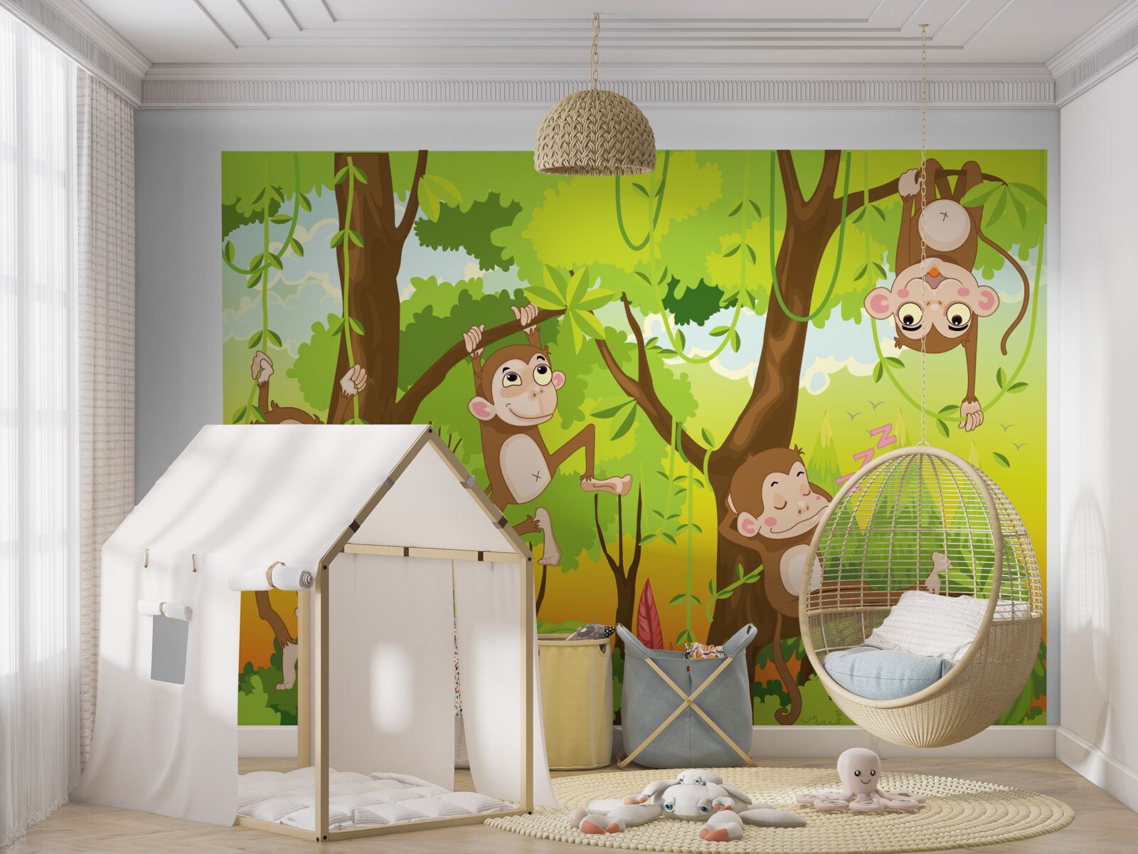 Фотошпалери мавпи лазять по деревах