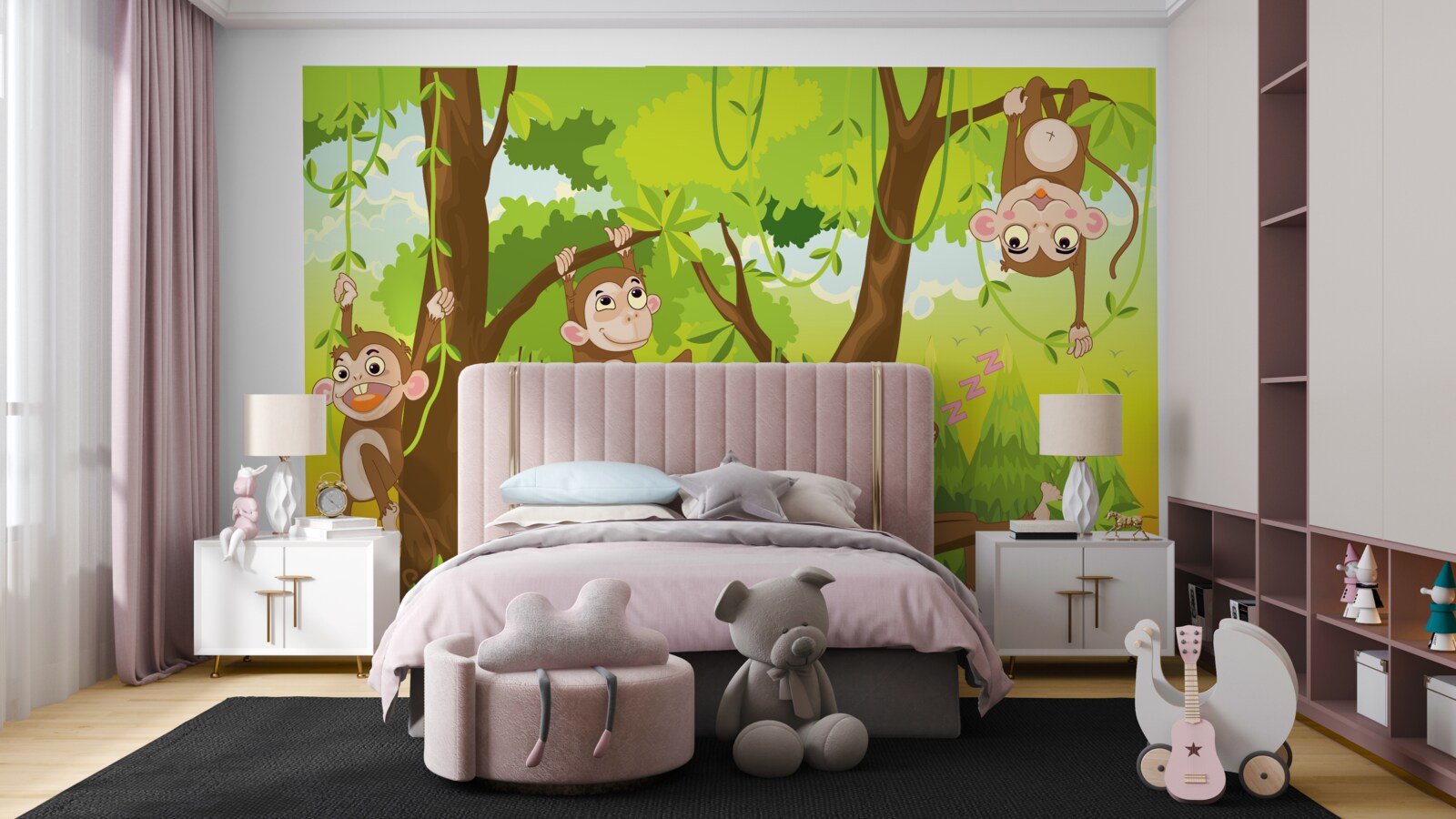 Фотошпалери мавпи лазять по деревах