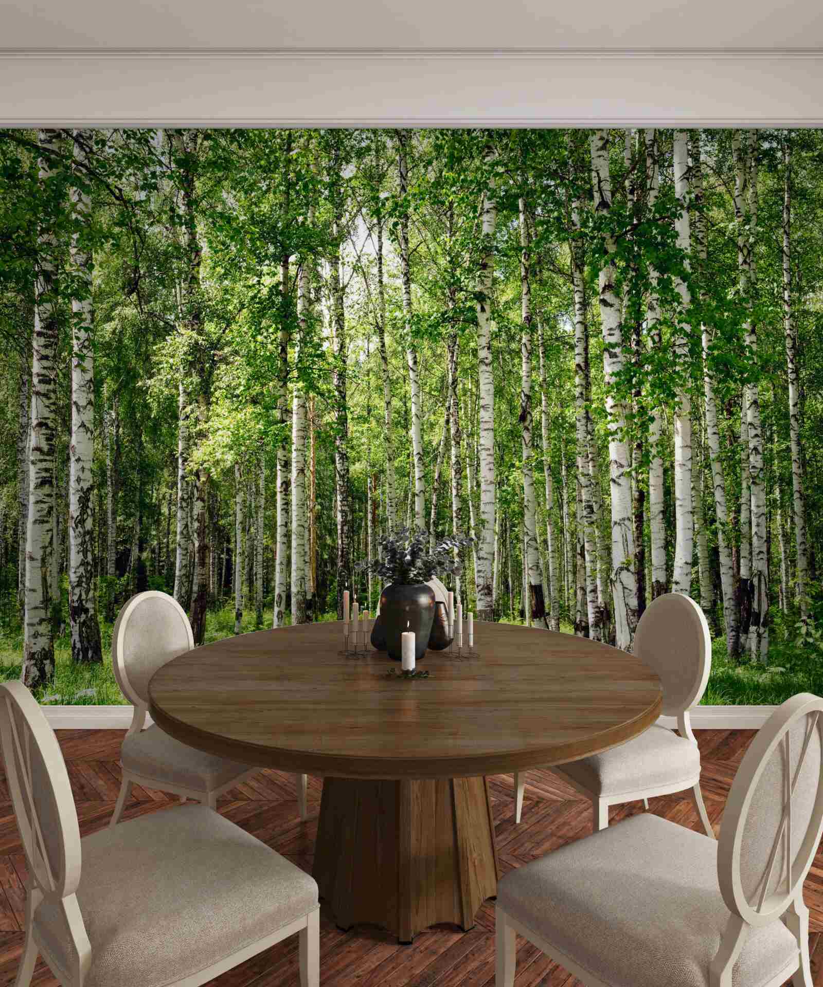 Фотошпалери стрункий березовий гай