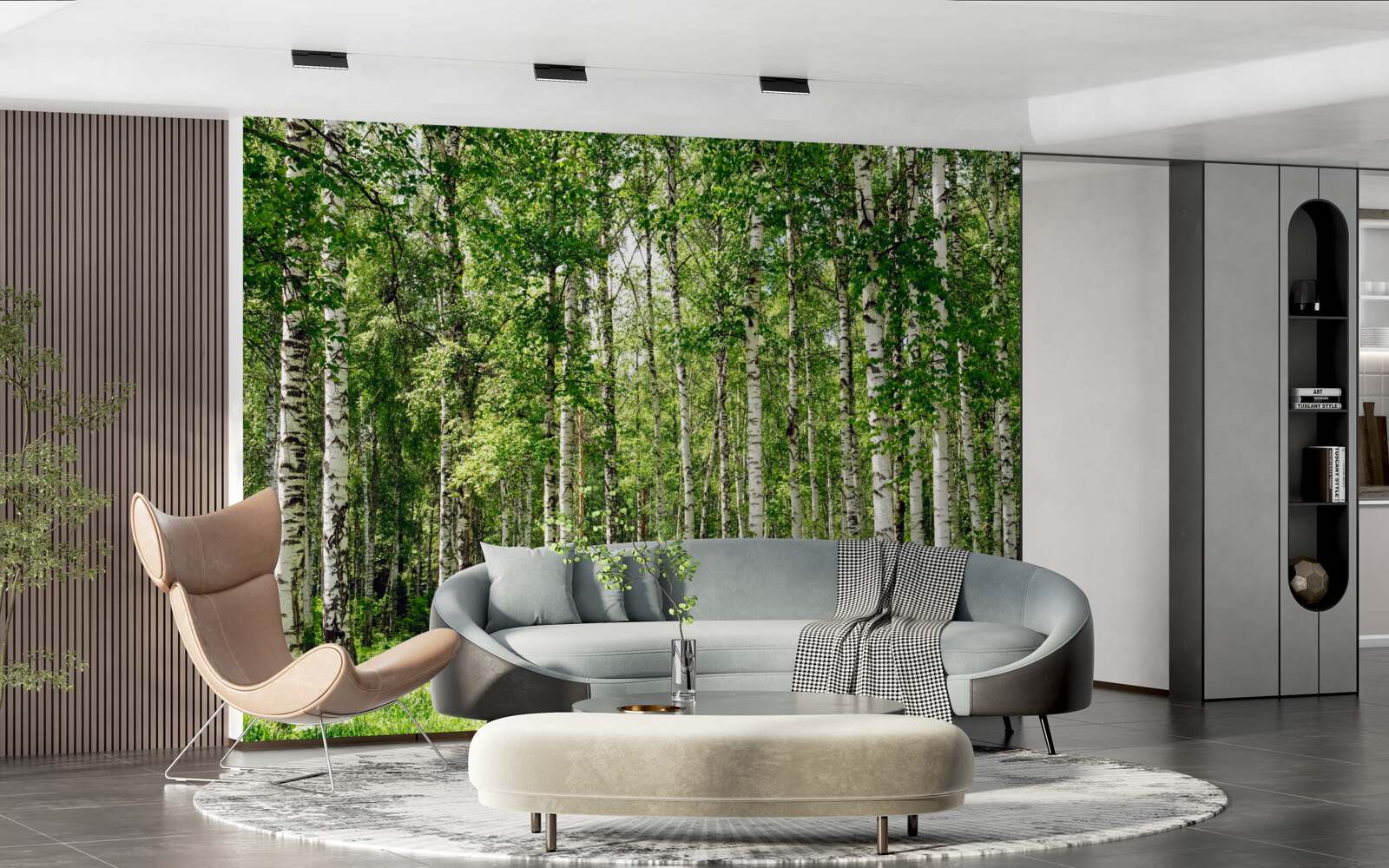 Фотошпалери стрункий березовий гай