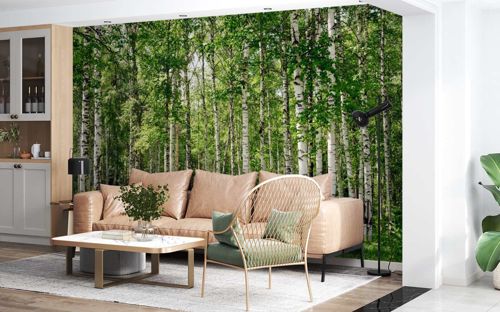 Фотошпалери стрункий березовий гай