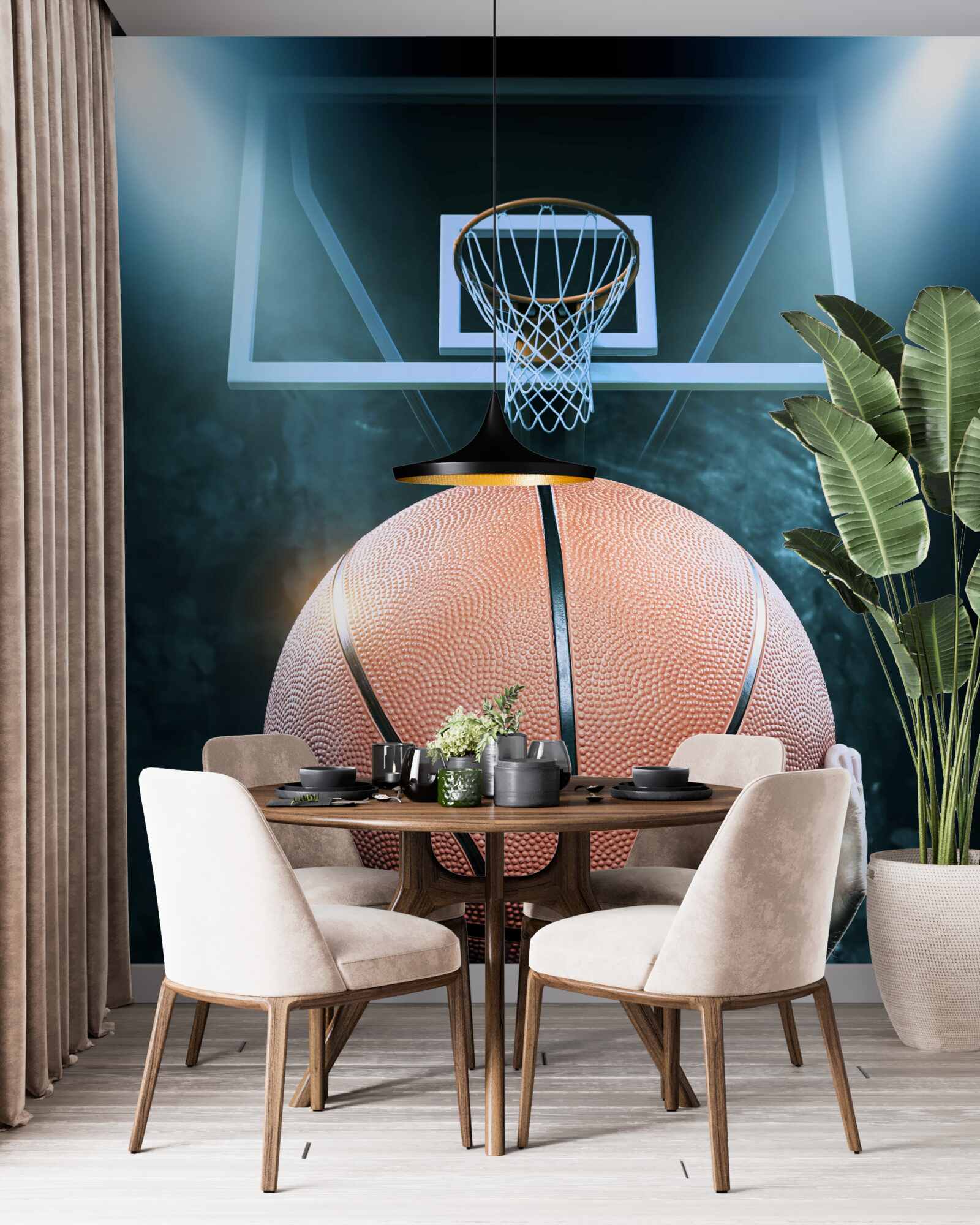 Фотошпалери на задньому плані обруча міститься баскетбольний м'яч