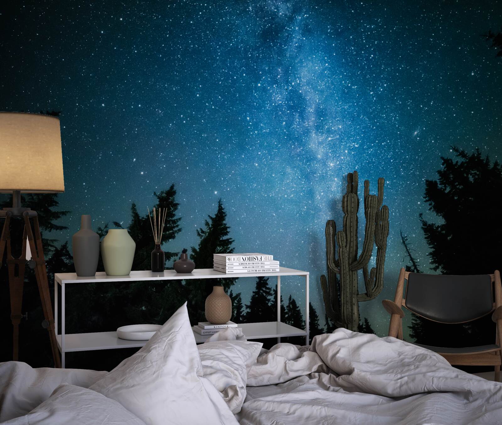 Фотошпалери Стежка серед зірок у темному лісі