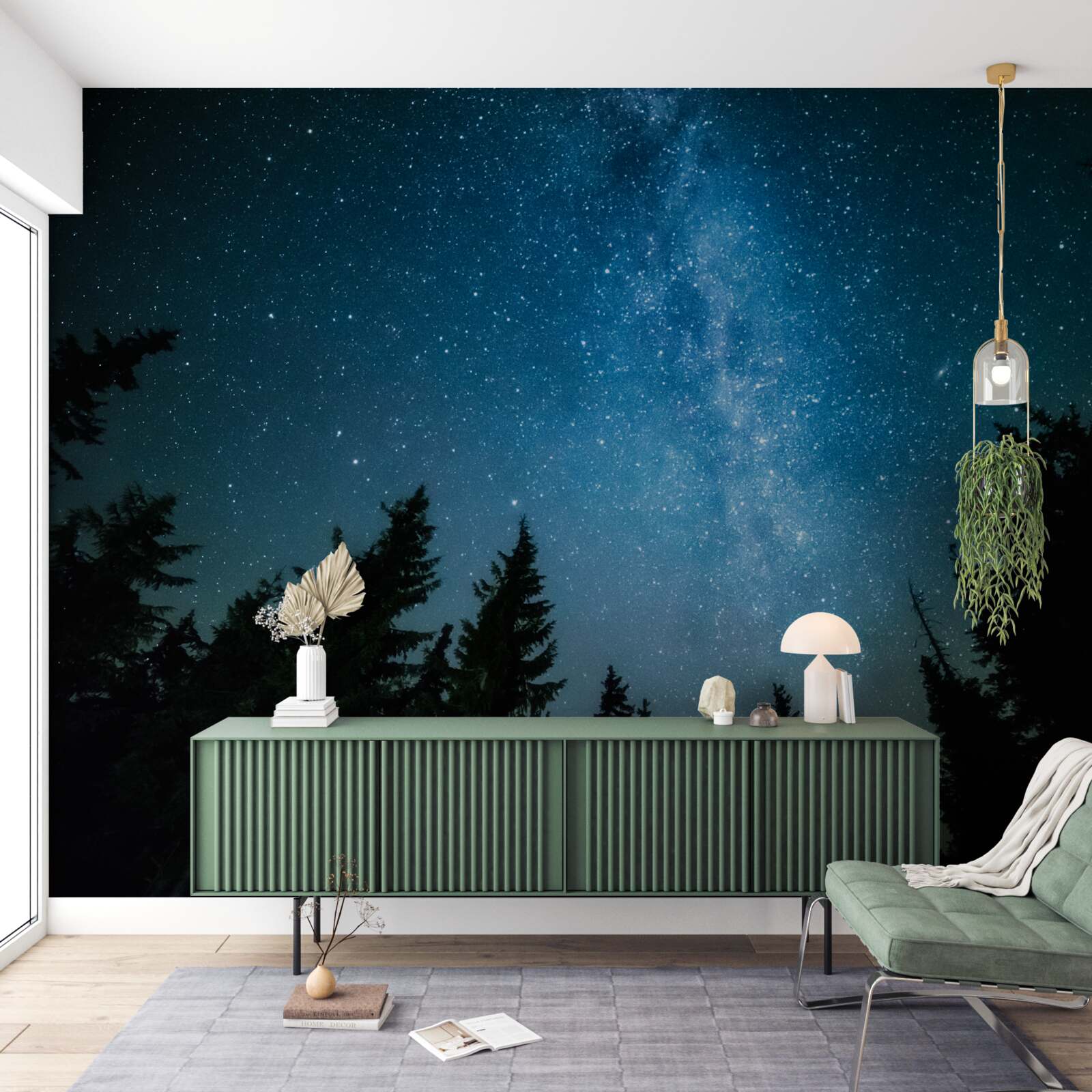 Фотошпалери Стежка серед зірок у темному лісі