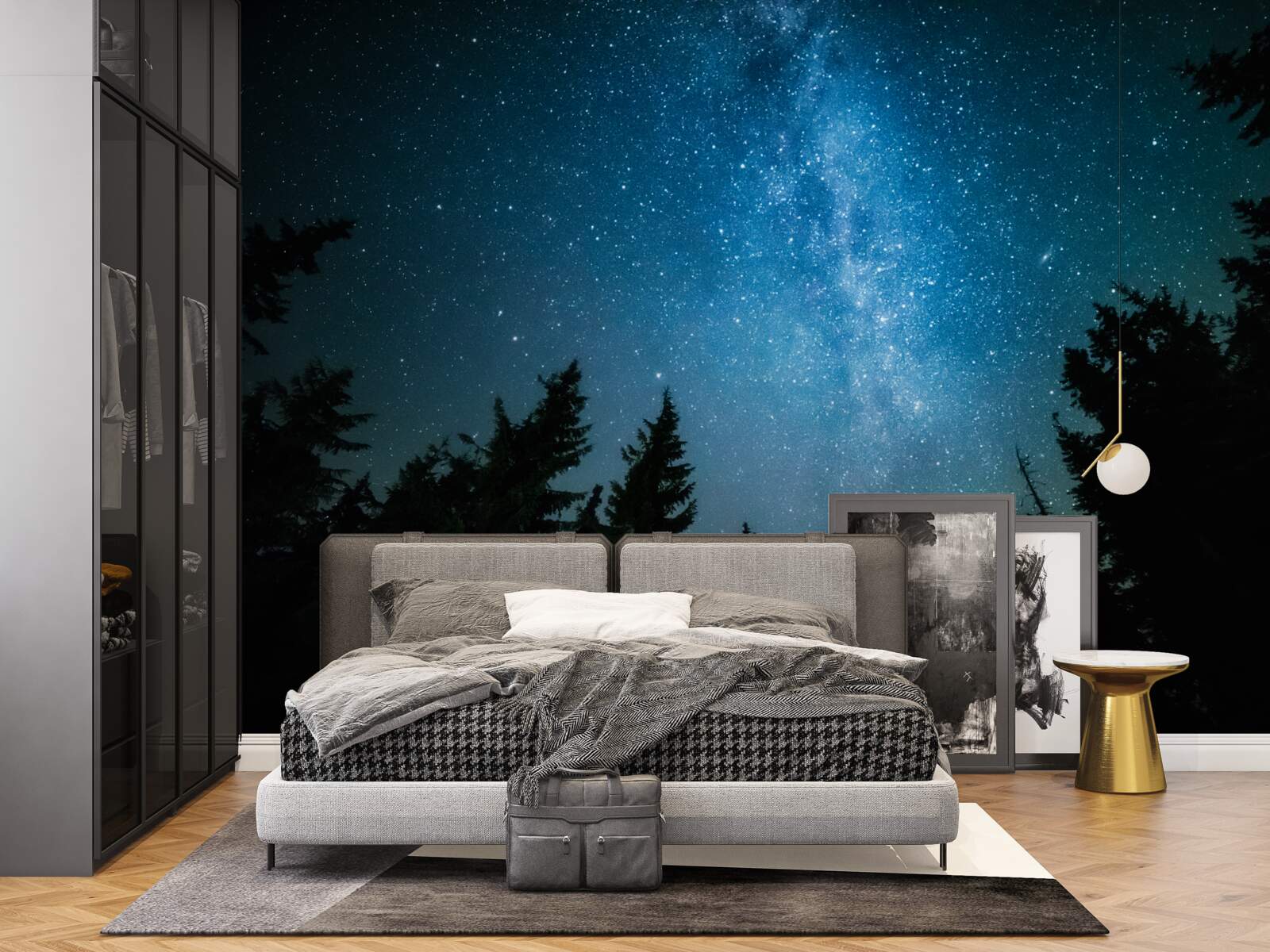Фотошпалери Стежка серед зірок у темному лісі