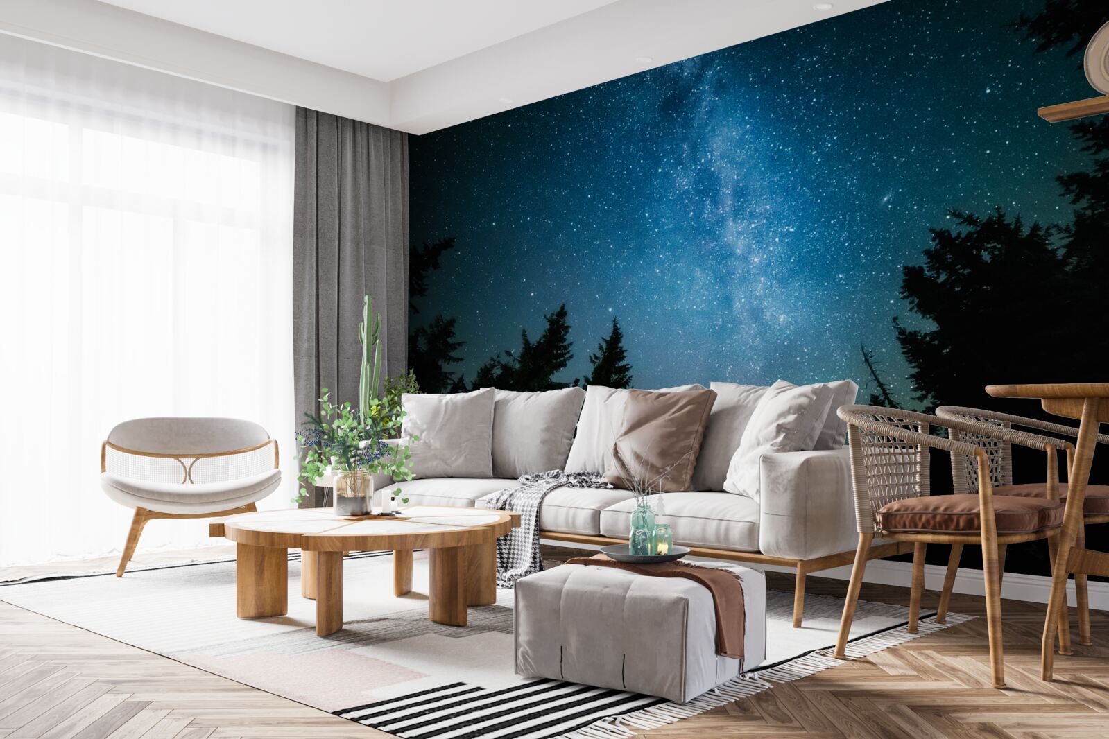 Фотошпалери Стежка серед зірок у темному лісі