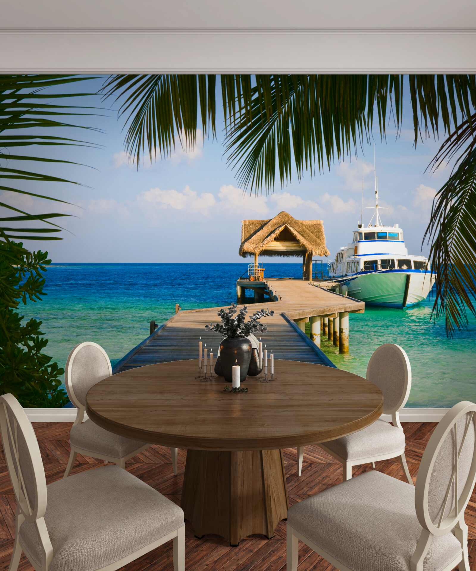 Фотошпалери Човен на пристані для яхт