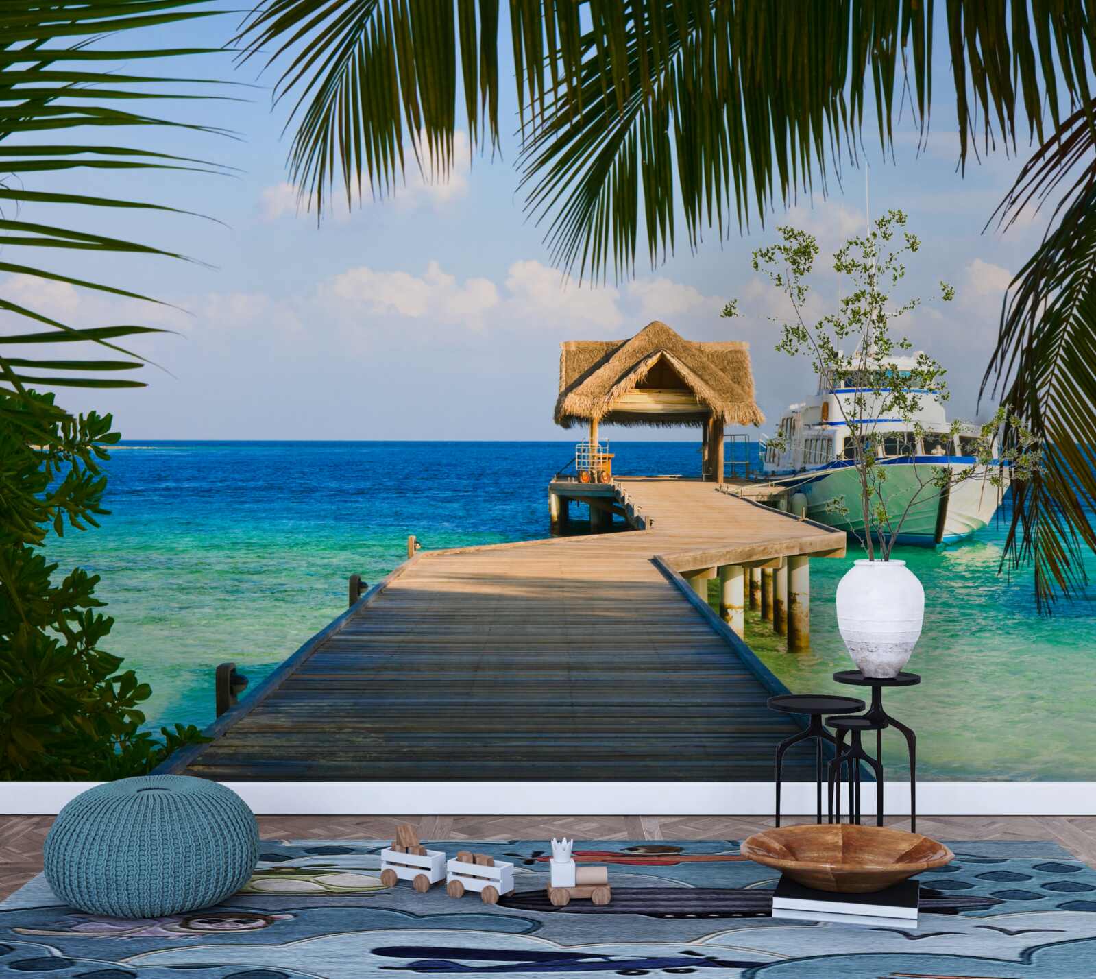 Фотошпалери Човен на пристані для яхт