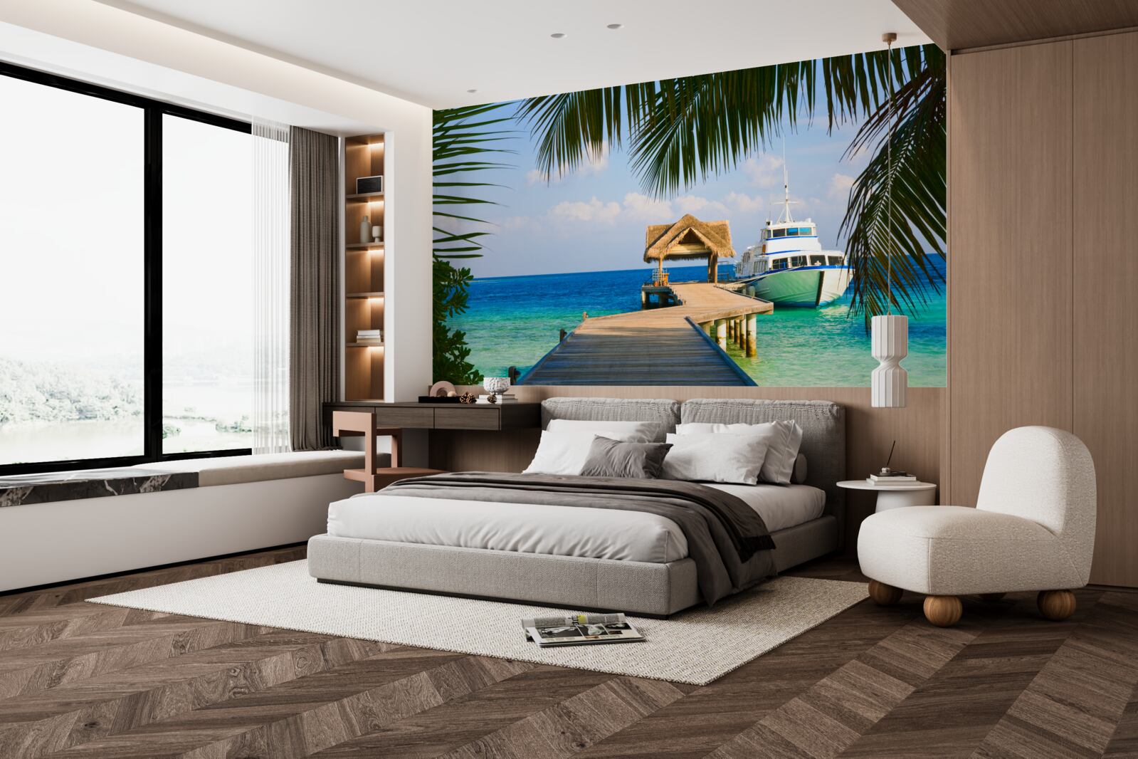 Фотошпалери Човен на пристані для яхт