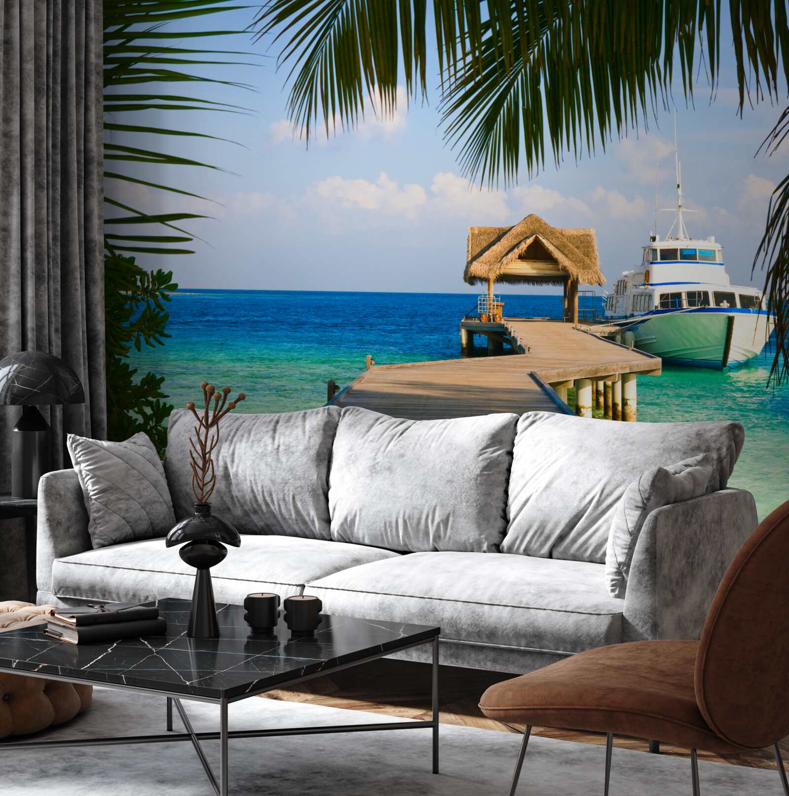 Фотошпалери Човен на пристані для яхт