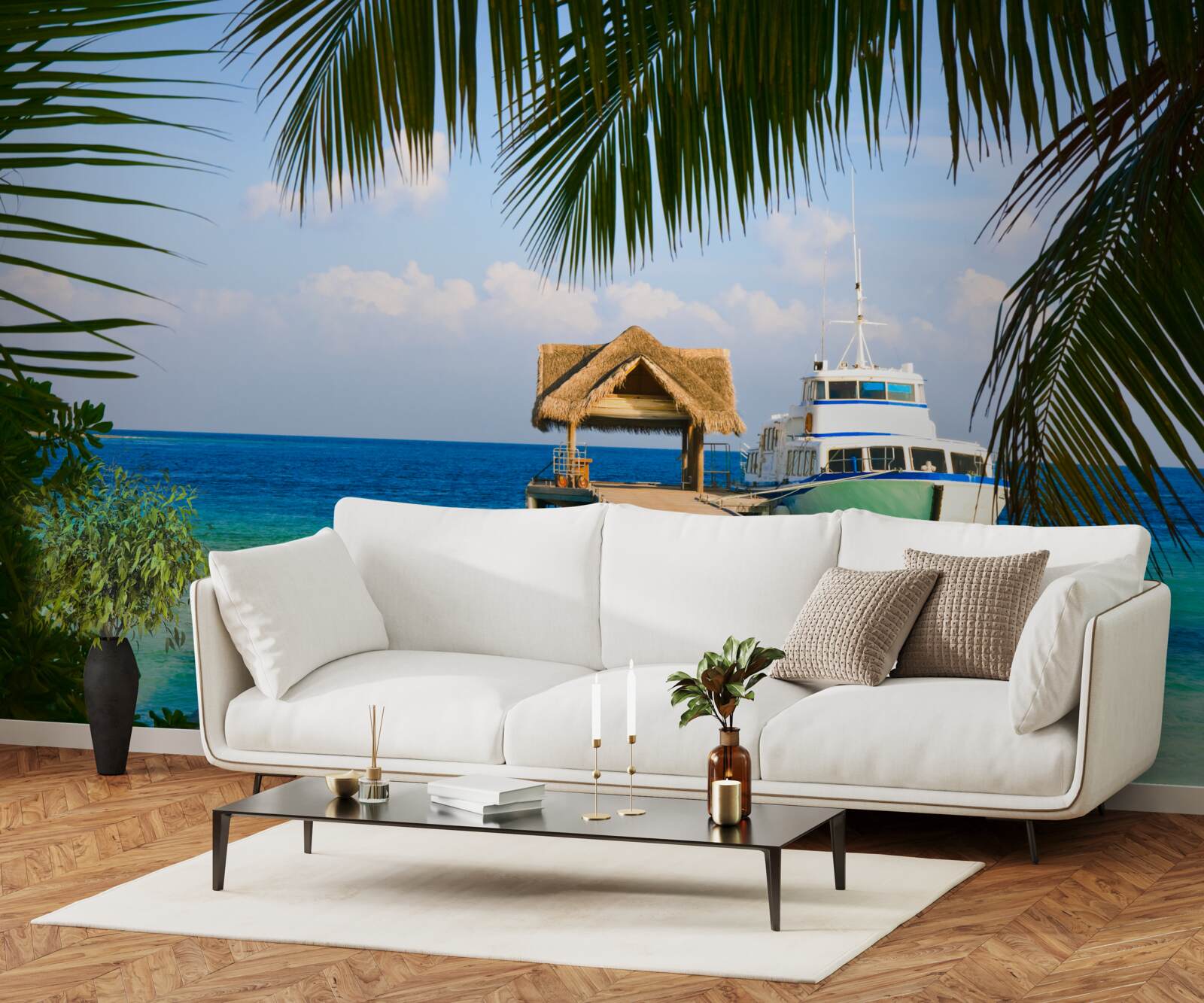 Фотошпалери Човен на пристані для яхт