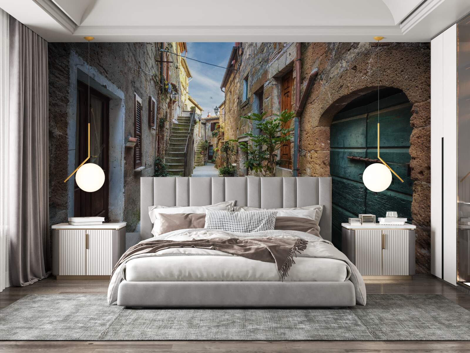 Фотошпалери історична вулиця з каменю в сутінках