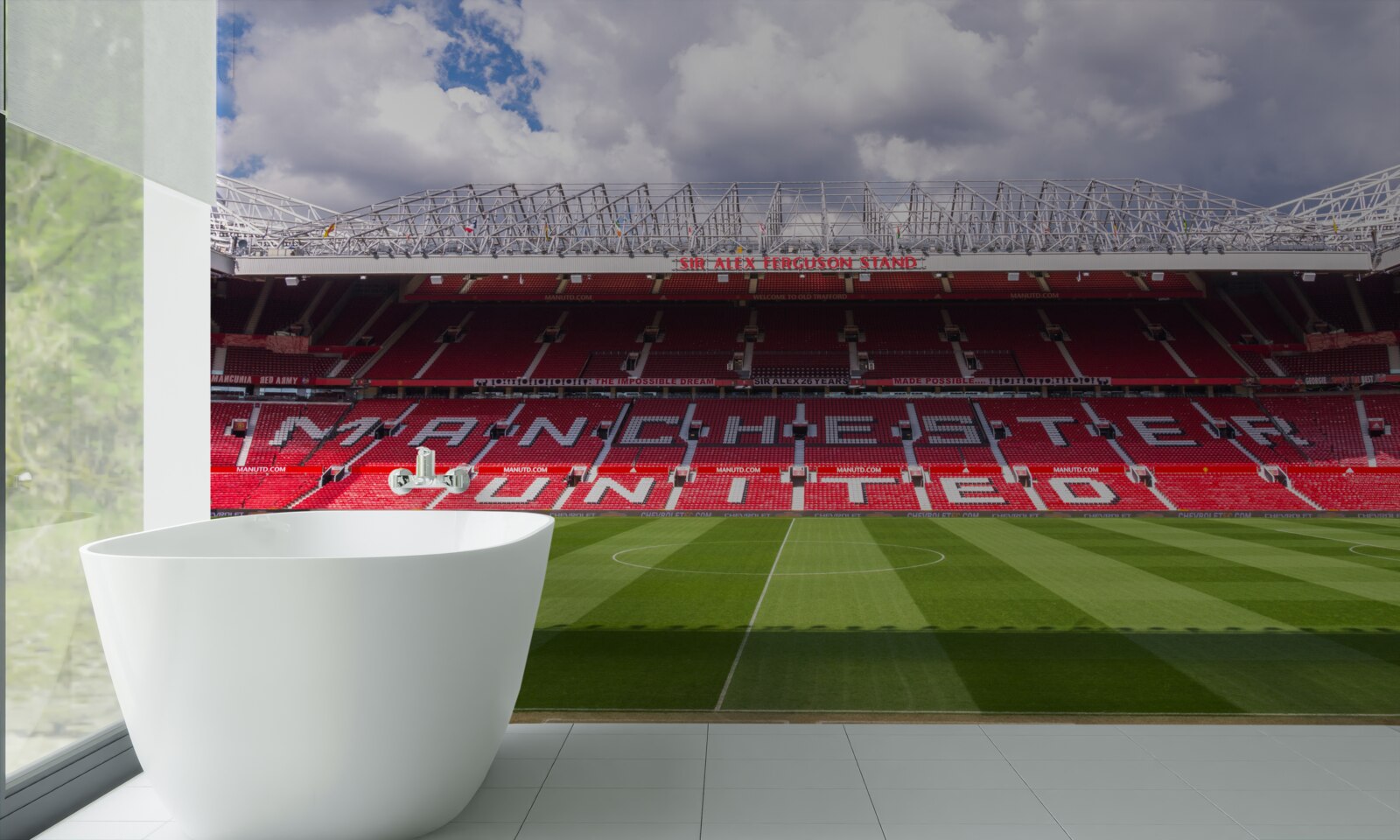 Фотошпалери просторе футбольне поле і величезна трибуна