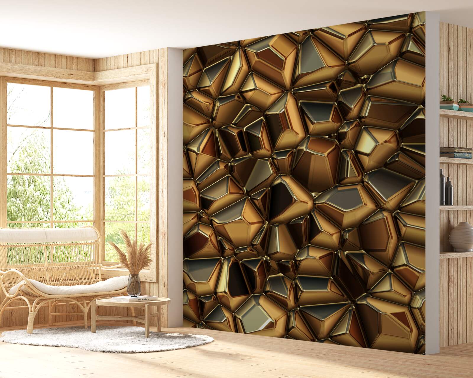 Фотошпалери золоті багатогранники