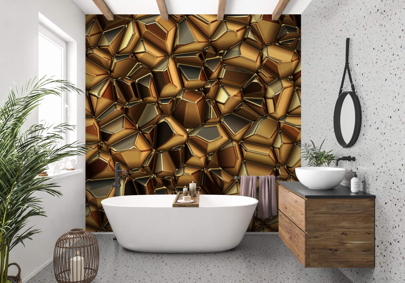 Фотошпалери золоті багатогранники