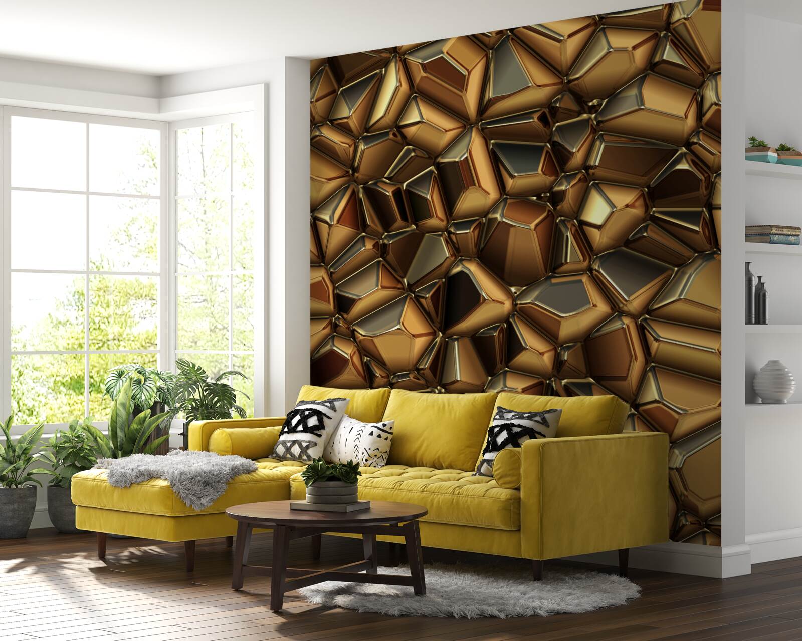 Фотошпалери золоті багатогранники