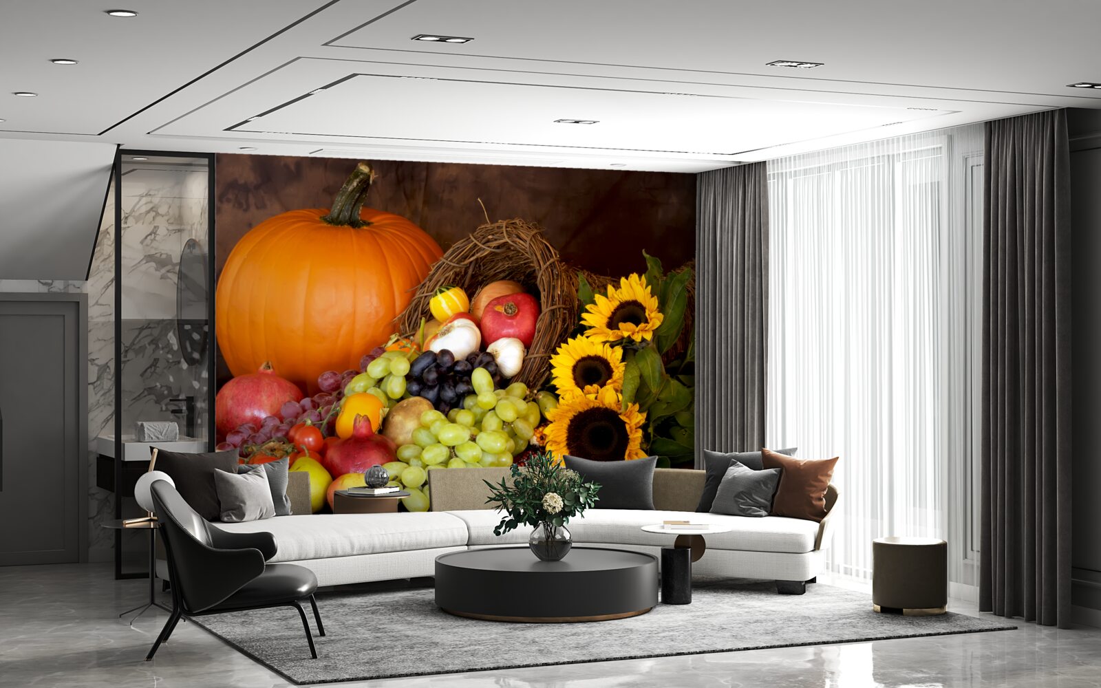 Фотошпалери фруктово-соняшникова композиція