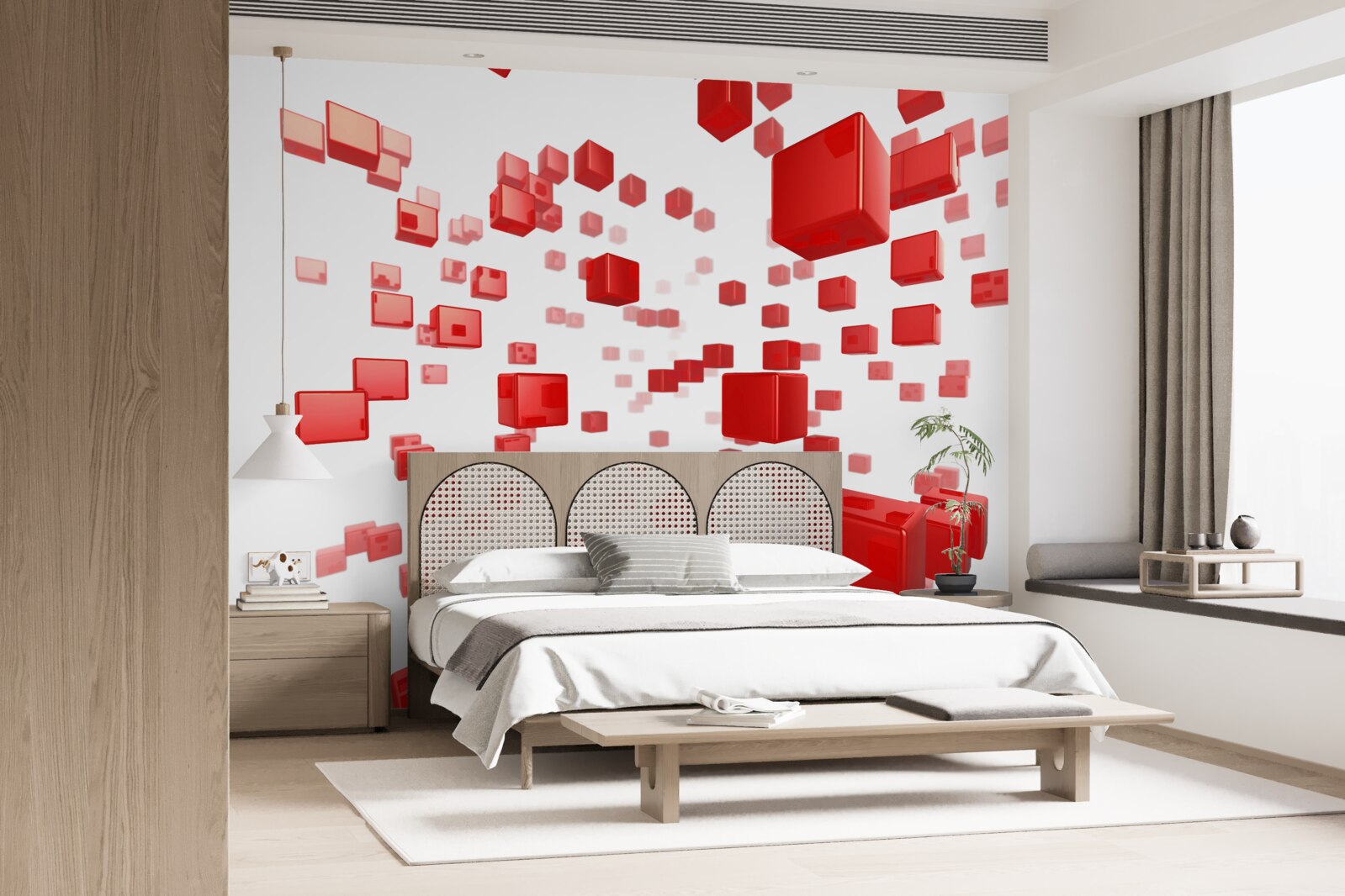 Фотошпалери ростуть яскраво-червоні квадрати