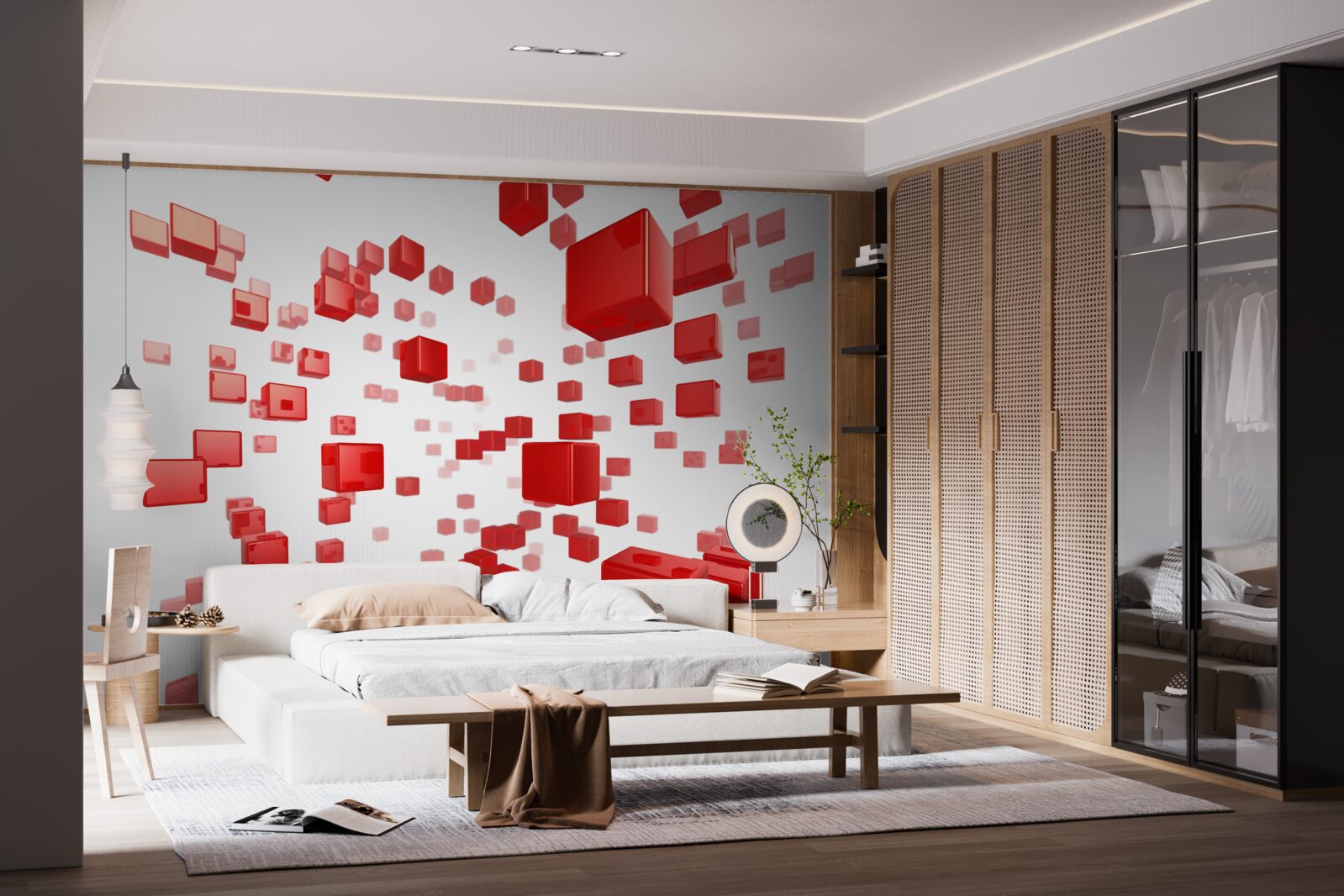 Фотошпалери ростуть яскраво-червоні квадрати